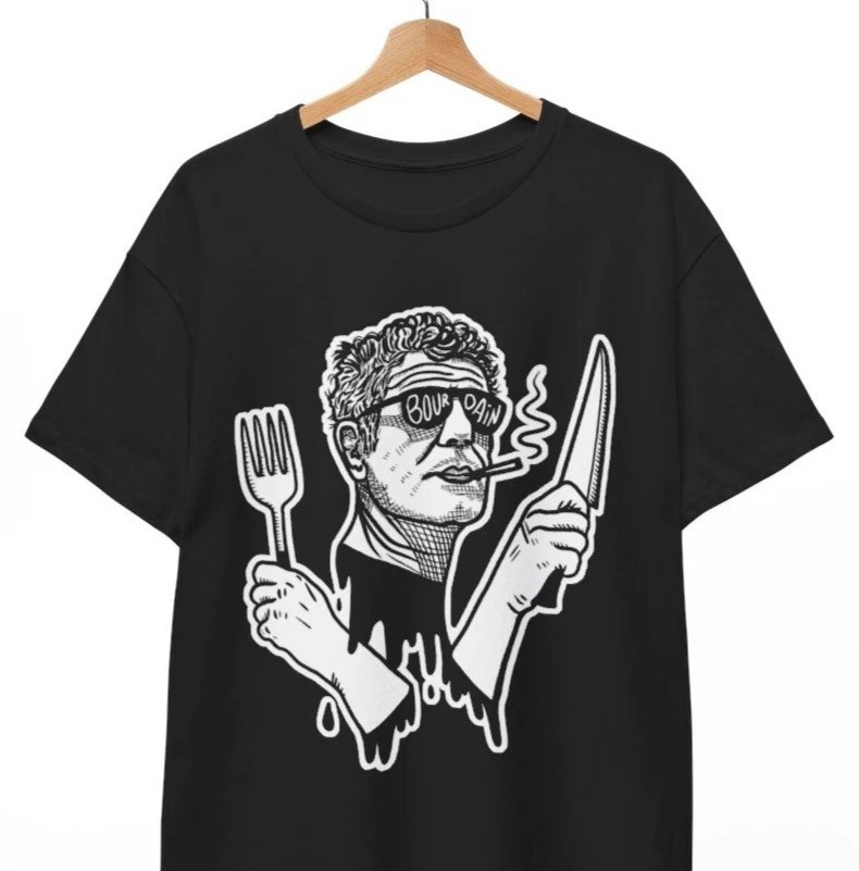 Anthony Bourdain Knife and Fork Graphic Print T-shirt S-5XL Q3364