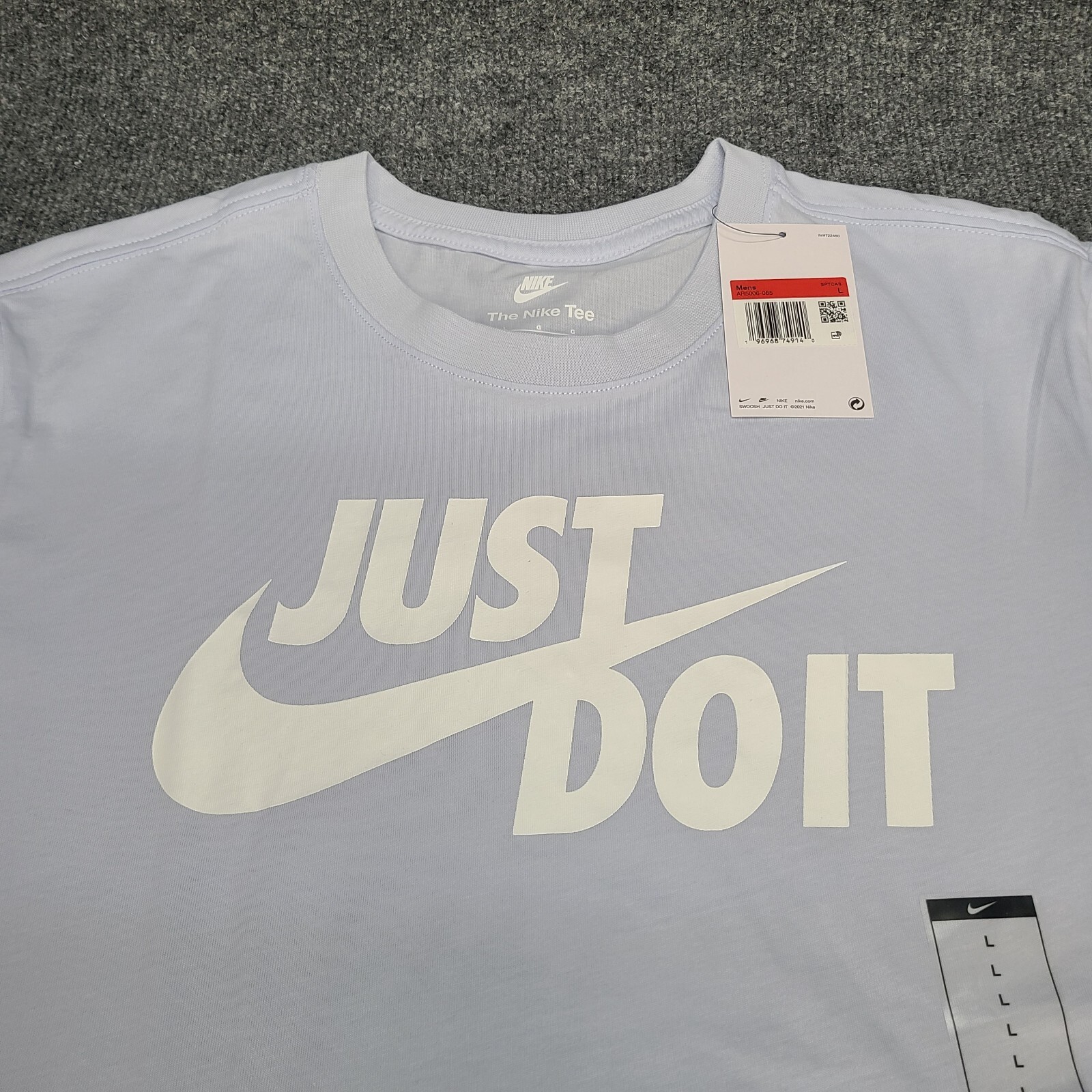 Nike Shirt Mens Large Blue Football Grey White Just Do It Cotton New Tee 55