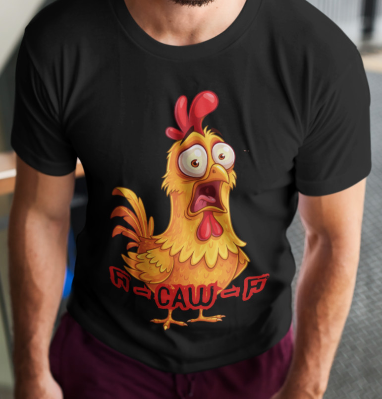 F-CAW-F Funny T-SHIRT F CAW F Rude Rooster Chiicken Crowing Dad Joke Quote Pun
