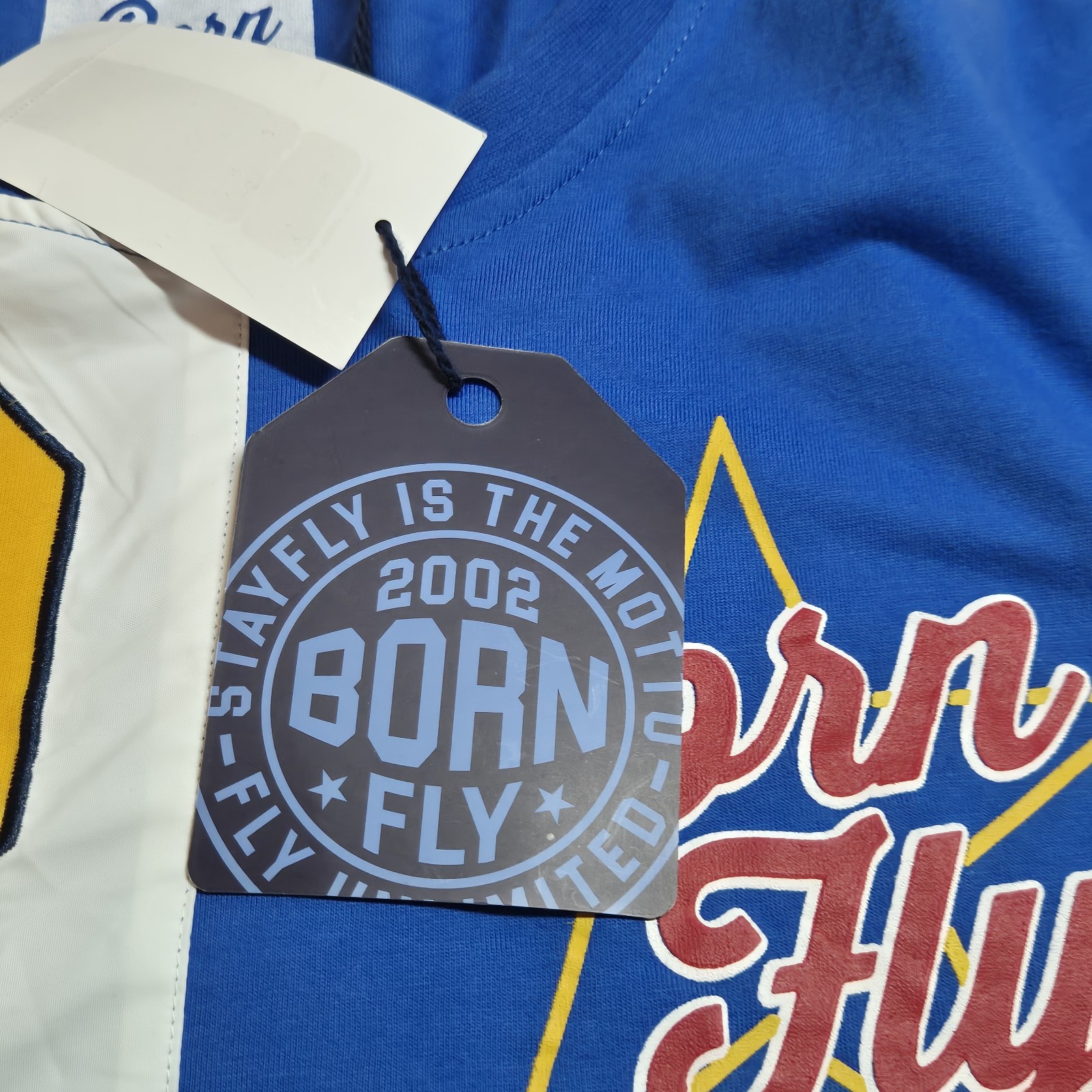 Born Fly Men’s T-Shirt Size XL Any town USA Short Sleeve Cotton Blue Multi (57)