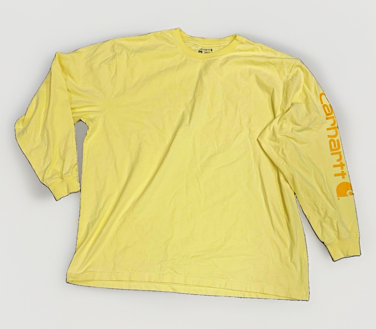 Carhartt Yellow Loose Fit Cotton Knit Crew Neck Long Sleeve T-Shirt Men 2XL