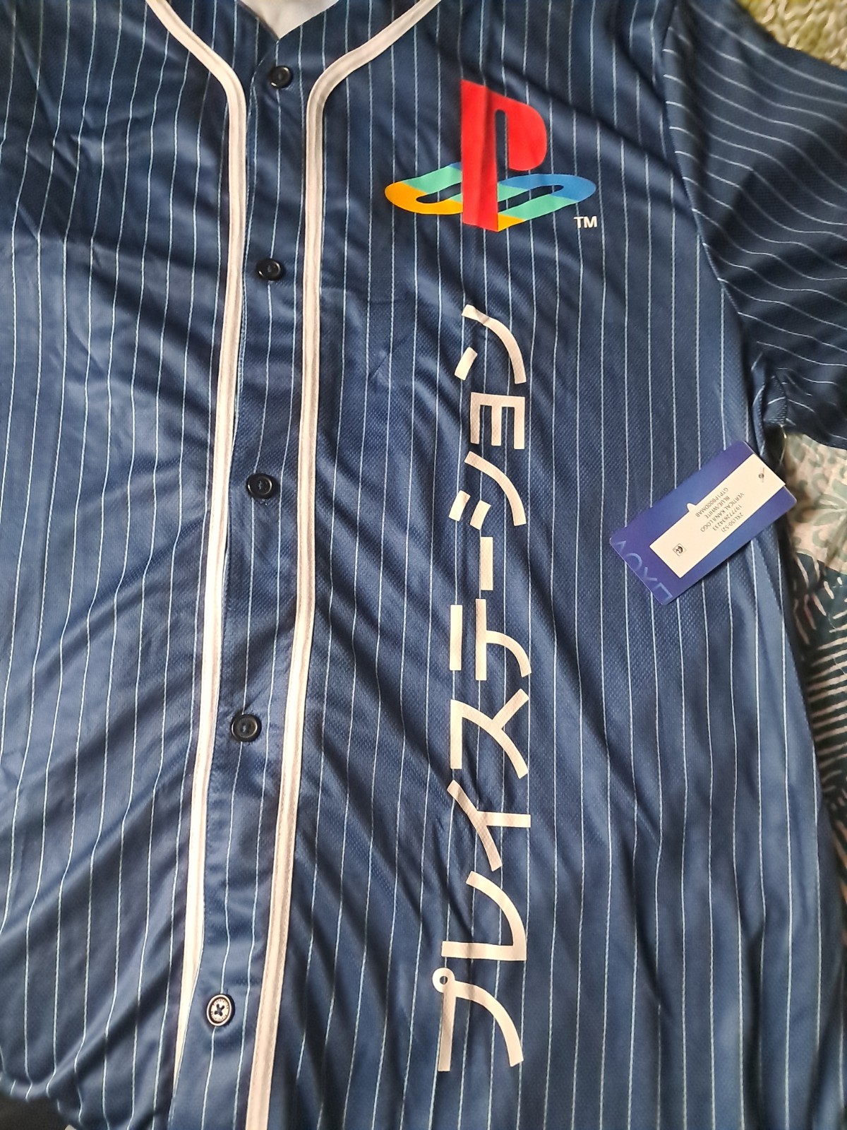 PlayStation Katakana Kanji Baseball Jersey NWT Official License Pinstripe 2 XL