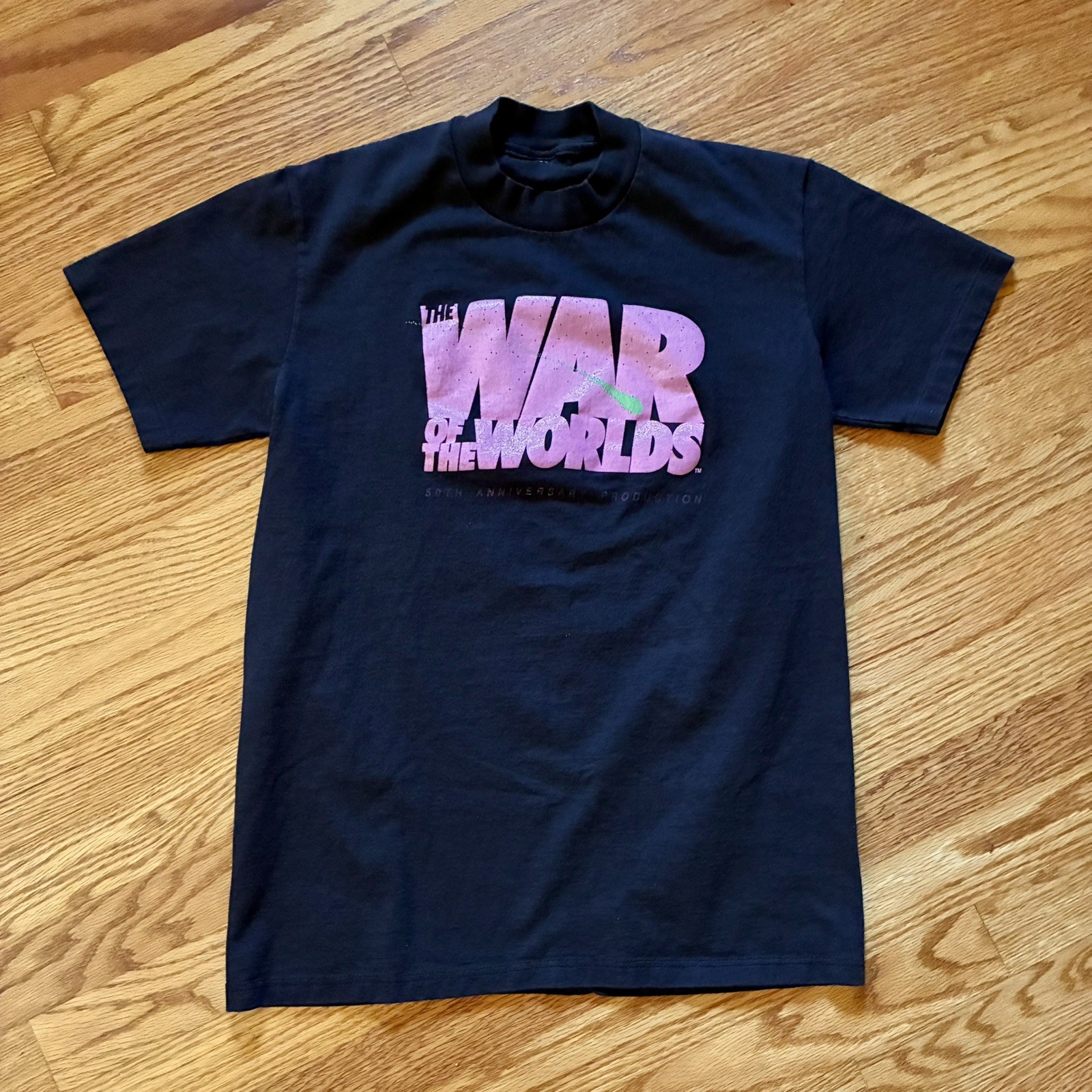 VINTAGE 90s The War of the Worlds Black Single-Stitch T-shirt Size Medium