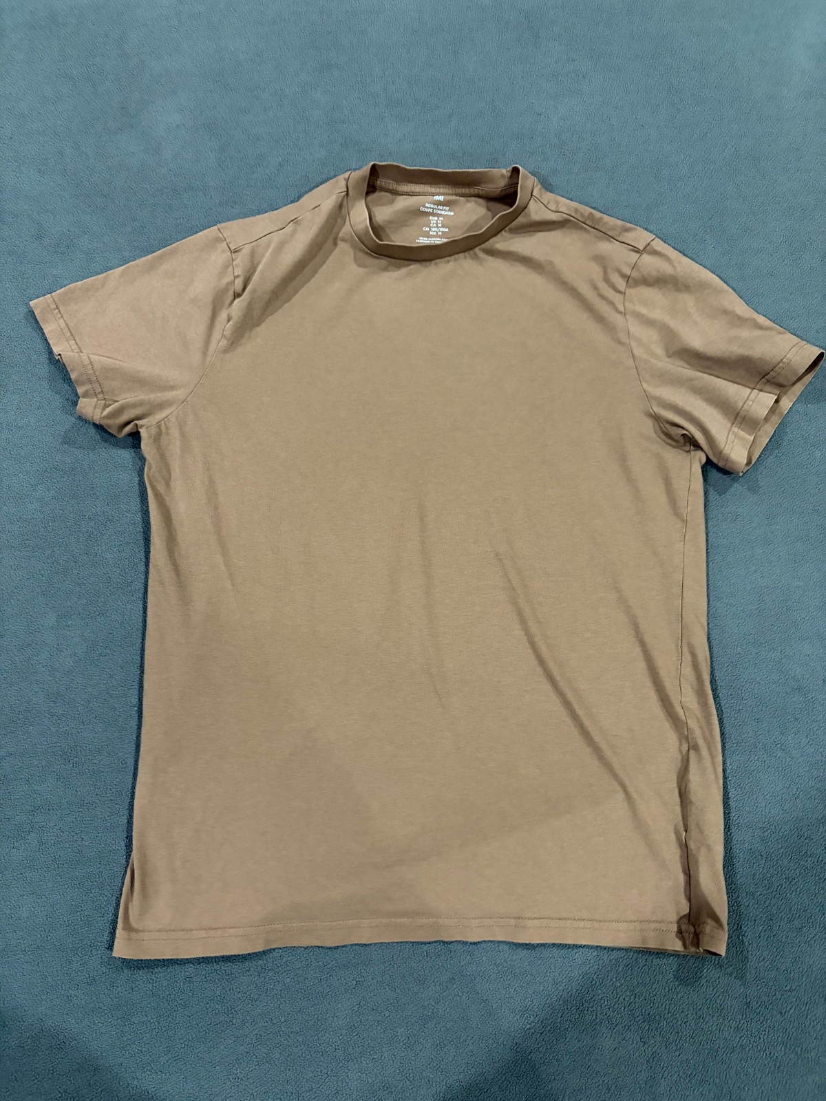H&M T Shirt Mens Medium Brown Cotton Short Sleeve Regular Fit Crew Neck Casual
