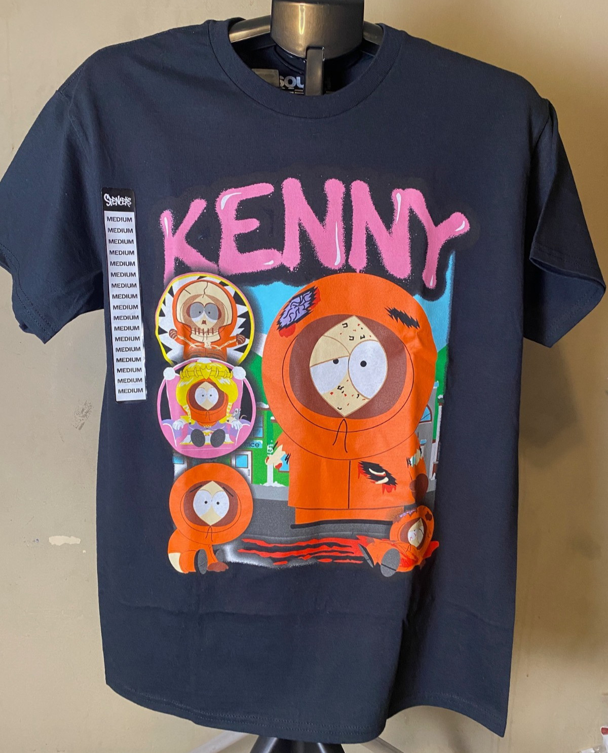 SOUTH PARK Kenny Large Print High Quality Black Graphic Tee- NWT