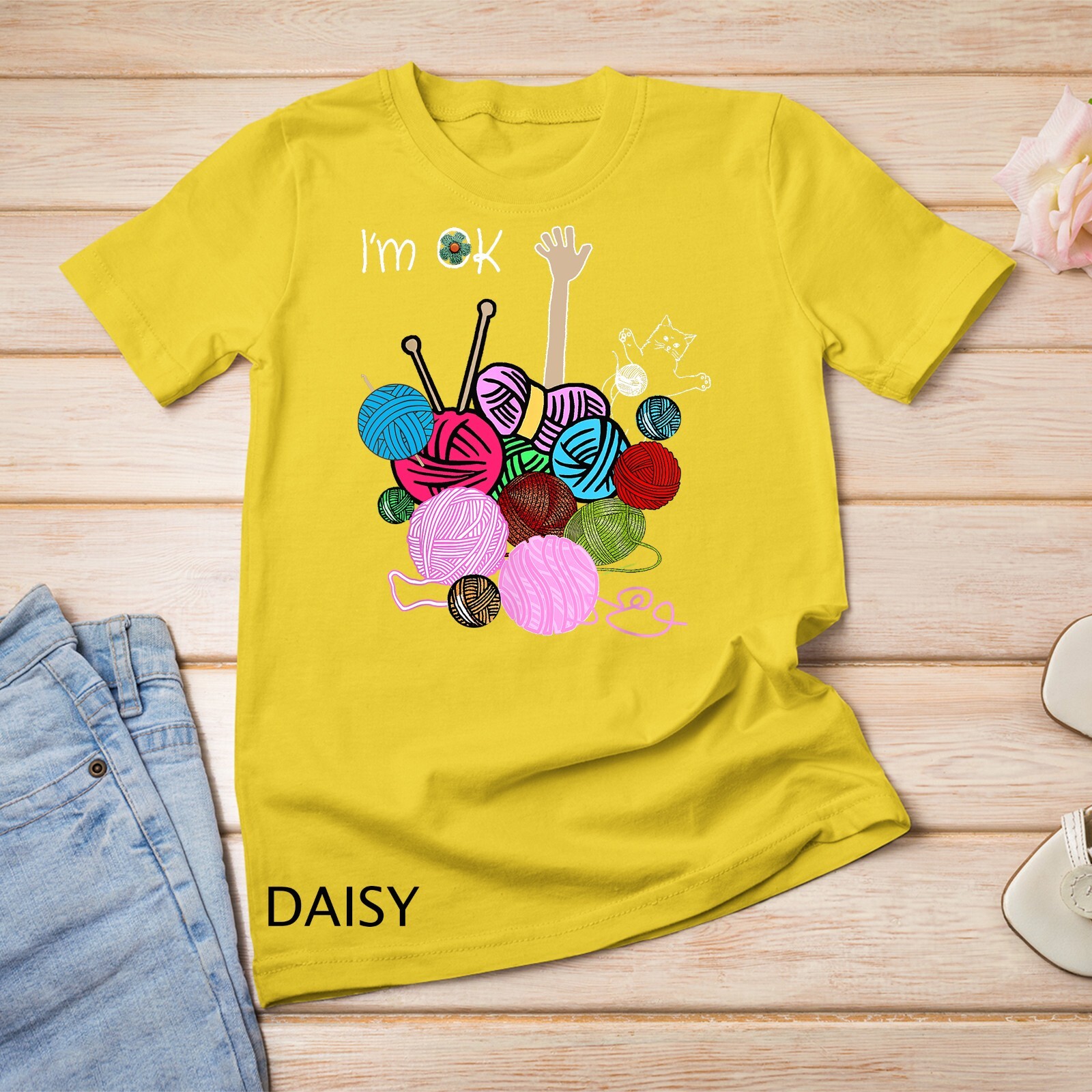 I’m Ok Crochet And Knitting Funny Crocheting T-Shirt Unisex T-shirt