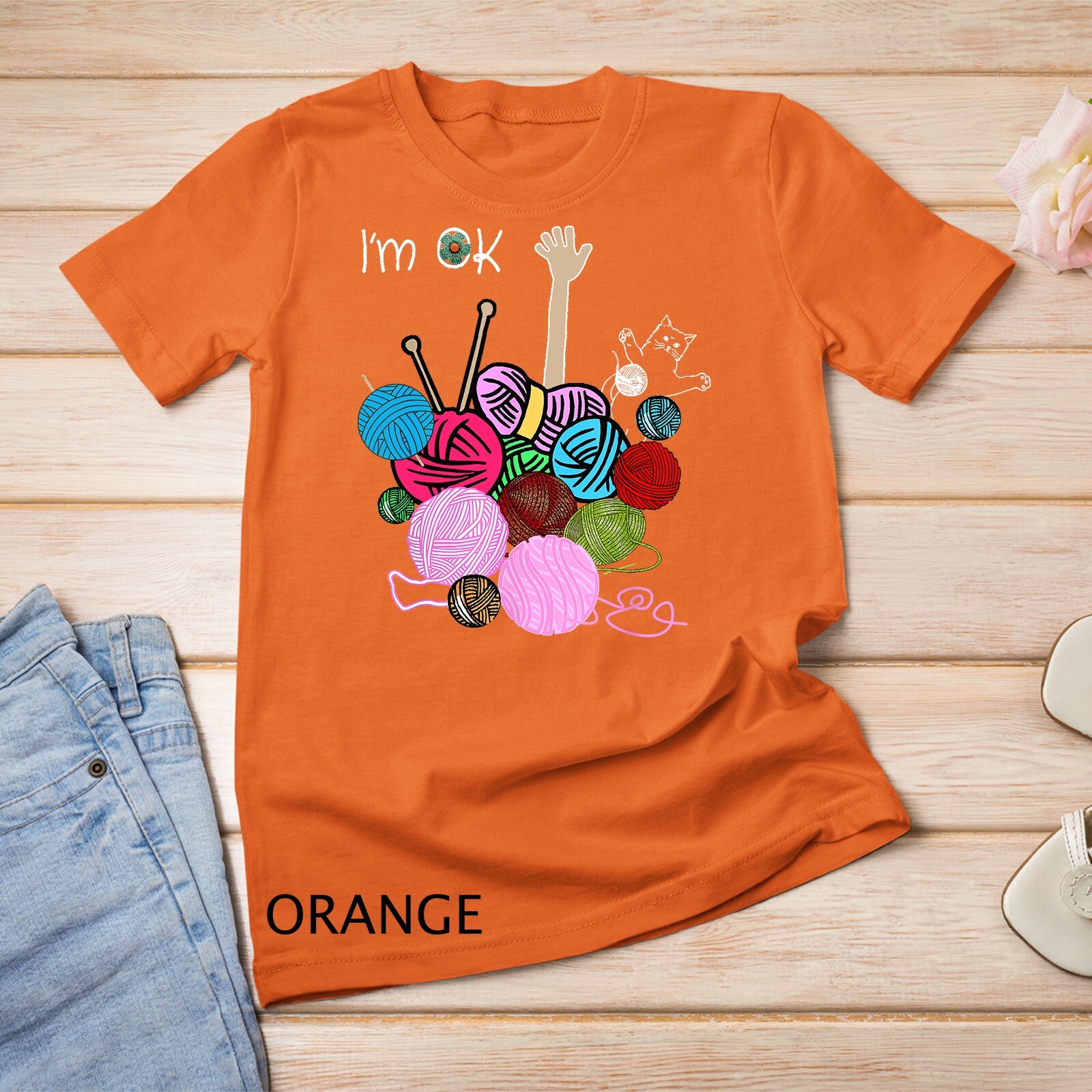 I’m Ok Crochet And Knitting Funny Crocheting T-Shirt Unisex T-shirt