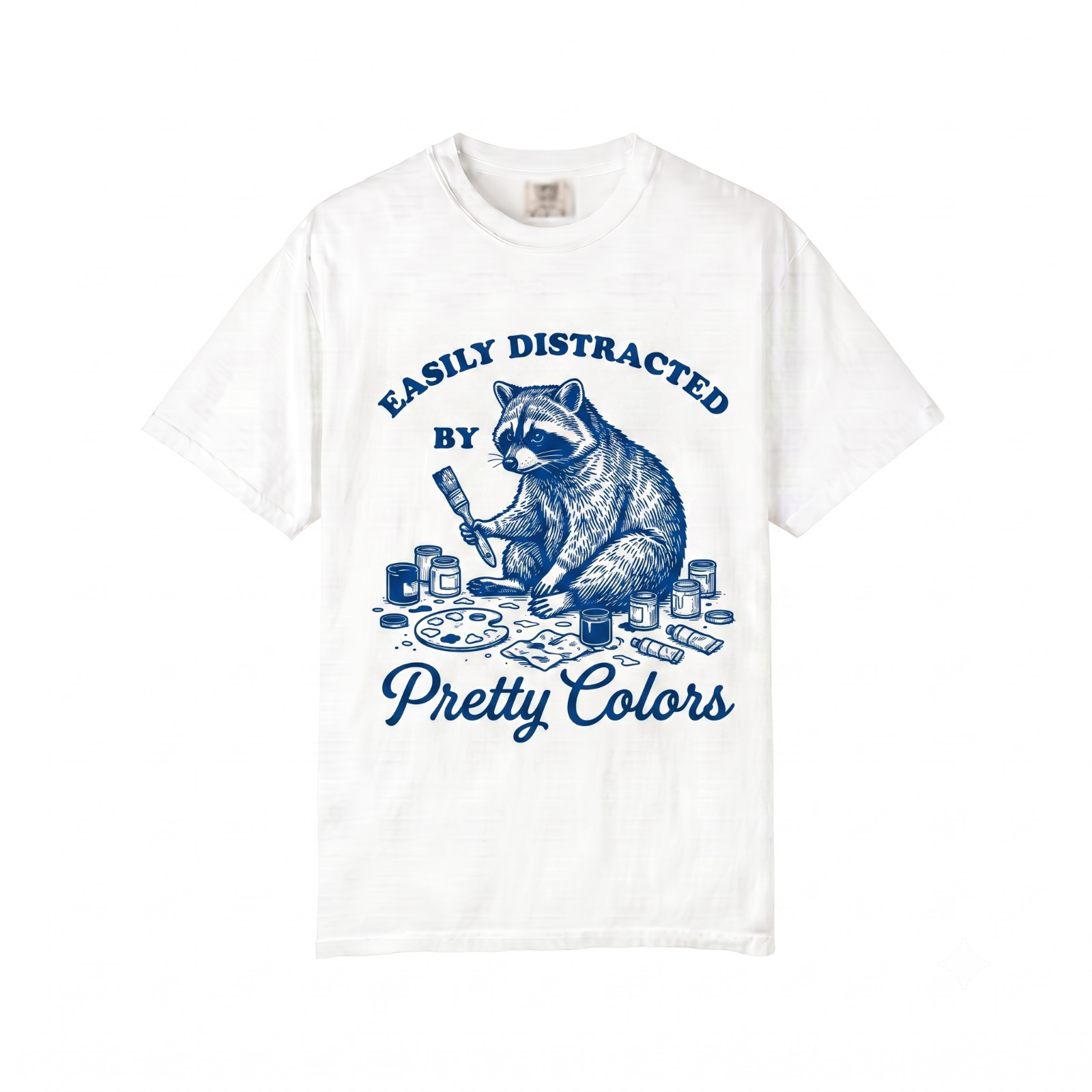 Art Teacher T Shirt Raccoon Easily Distracted By Pretty Colors Graphic Painting