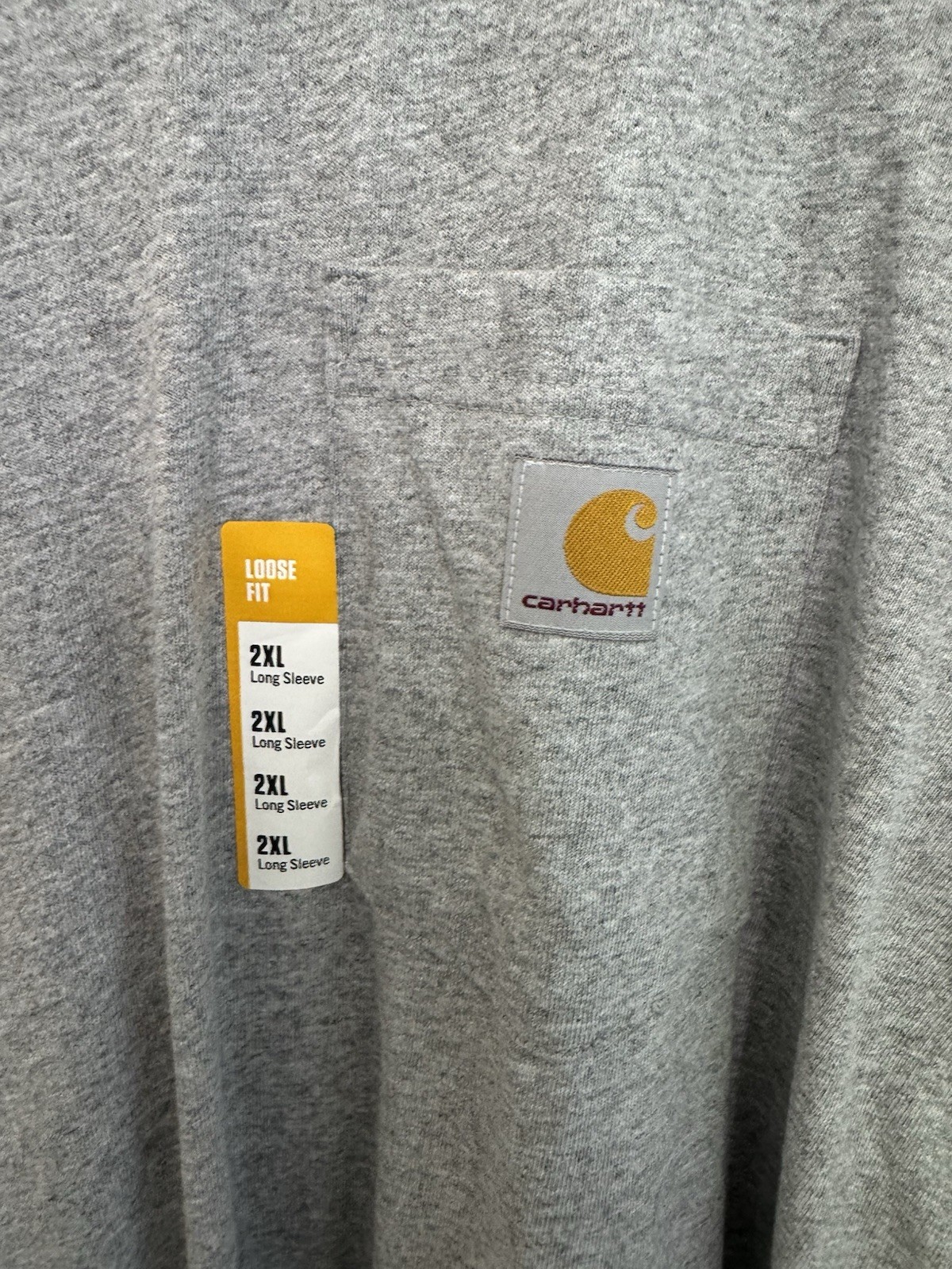 Carhartt 2XLT Loose Fit Long Sleeve Pocket T-Shirt Heather Gray NWT Tall Men’s