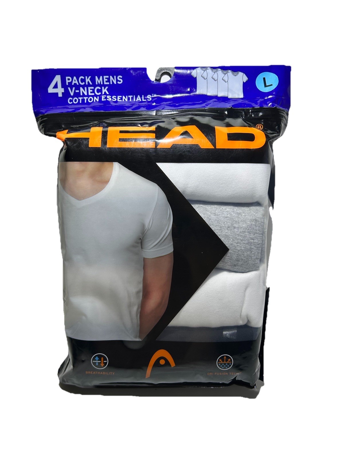 New Head Men’s 4 Pack V-Neck Cotton Essential Soft Cotton T-Shirts Size S and L