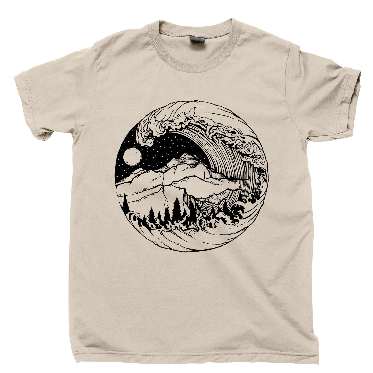 Power Of Nature T Shirt Oceans River Mountains Forest Sun Moon Stars Artwork Tee