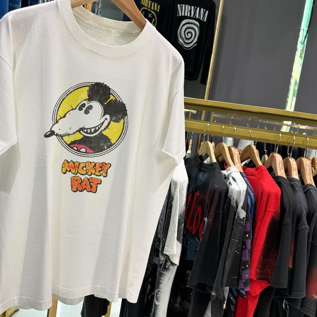 80s-90s Mickey Rat Classic T-Shirt White M