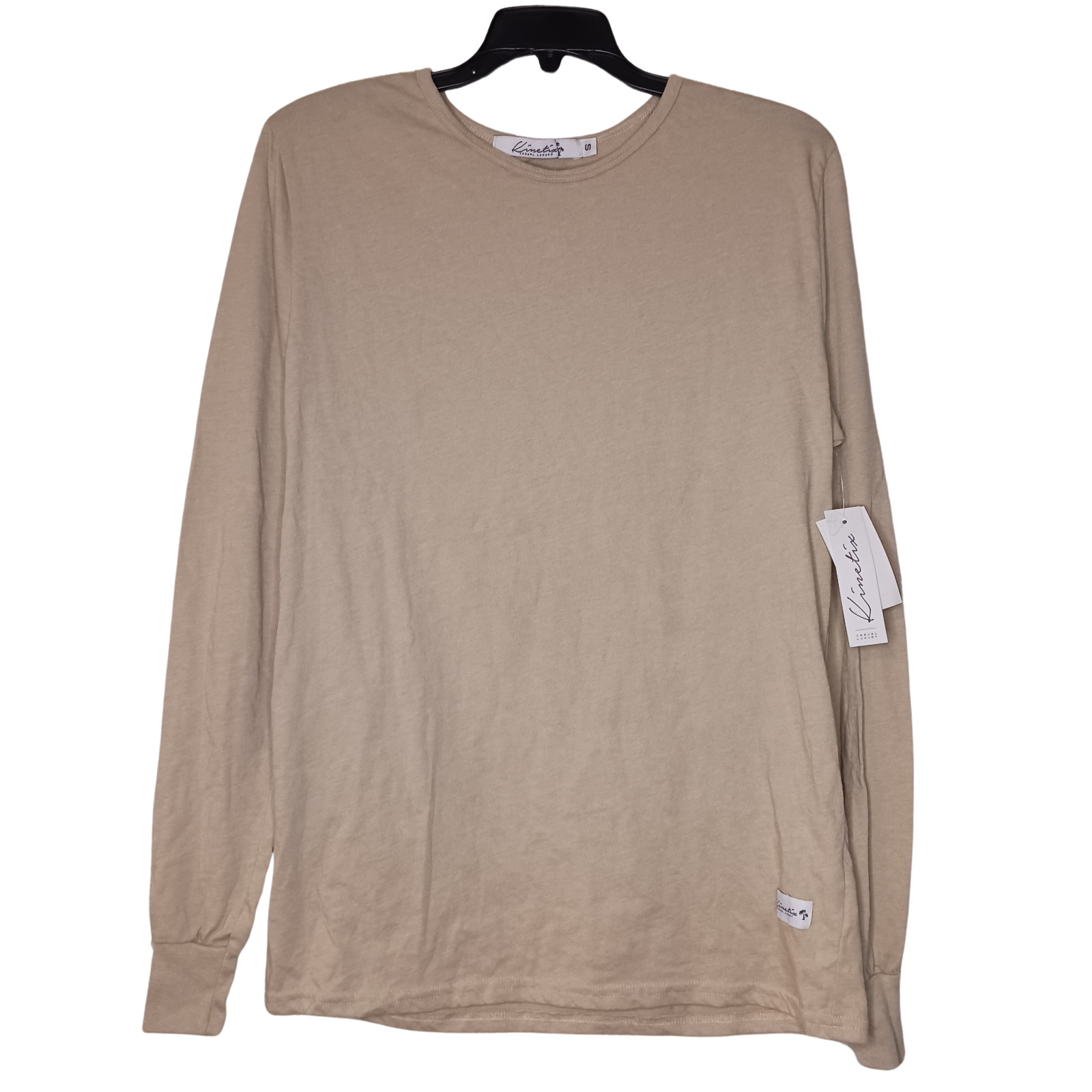 Kinetix Casual Luxury Mens Crew Long Sleeve Shirt Size Small Oatmeal/Beige New