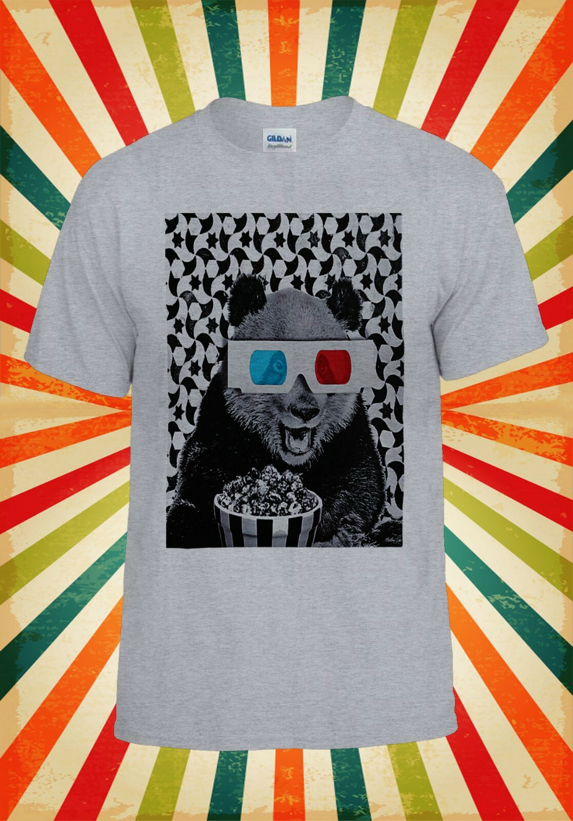 3D Glasses Panda Cinema Popcorn Funny Men Women Vest Tank Top Unisex T Shirt 593