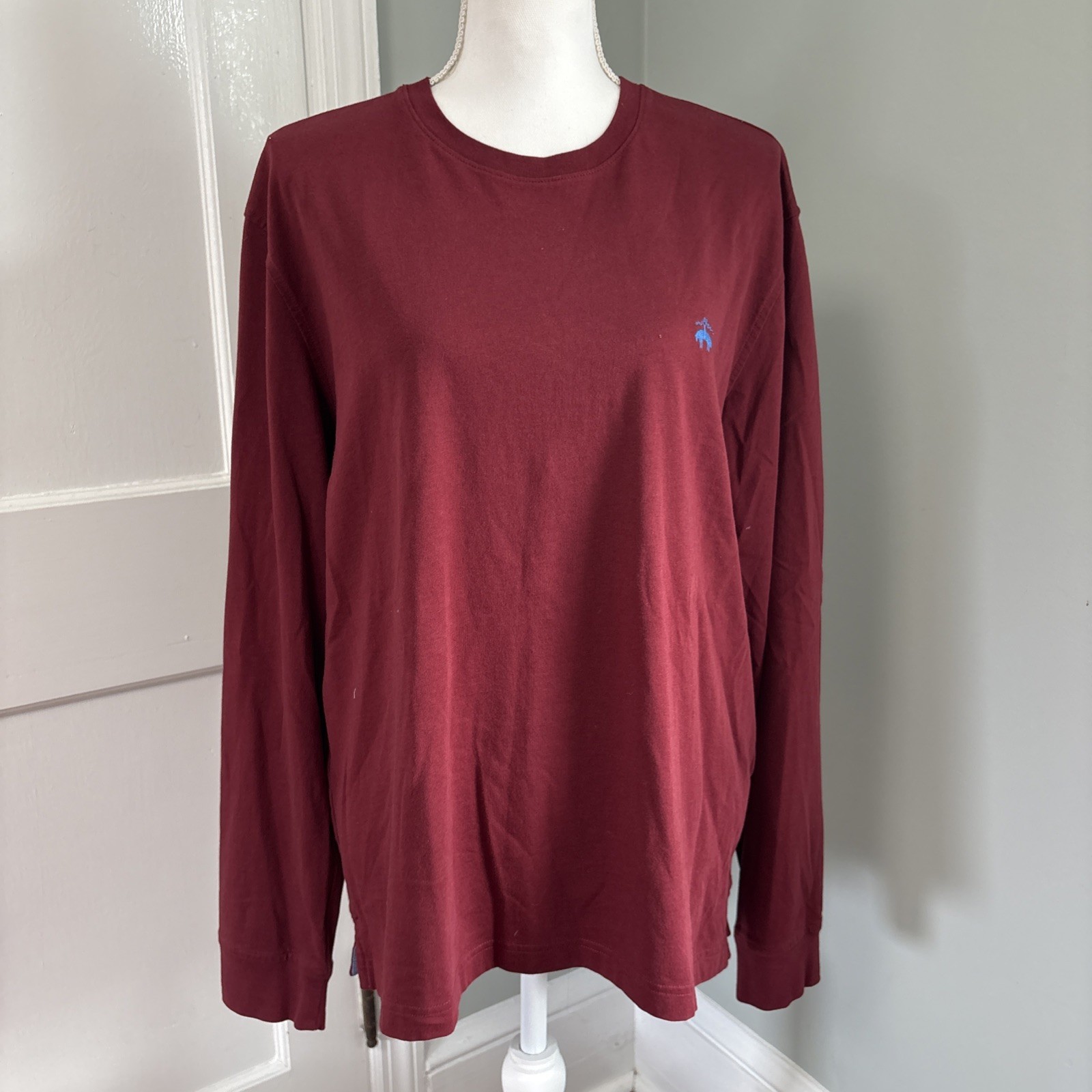 Vintage Brooks Brothers Long Sleeve Cotton Crewneck T-Shirt, Deep Red X-Large