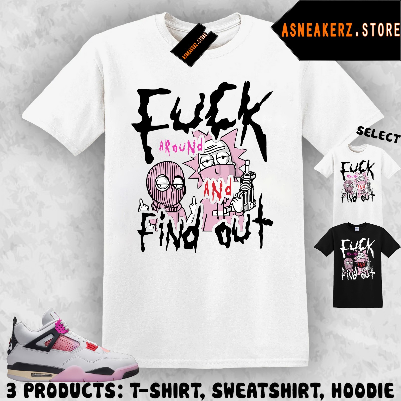 Tee Shirt Matching AJ 4 Comic 2026 To Match Sneaker FAFO Rick Morty T-Shirt