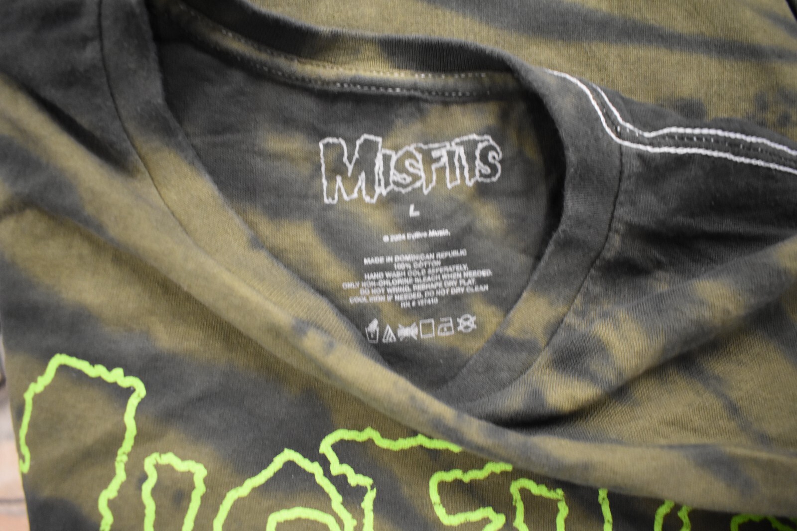 Misfits Mens Misfits Punk Rock Crimson Ghost Green Black Tie Dye Shirt New Large