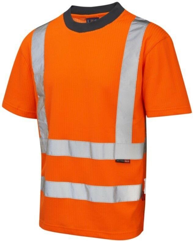 Leo Newport Rail Recycled Sustainable High Visibility Orange T-shirt