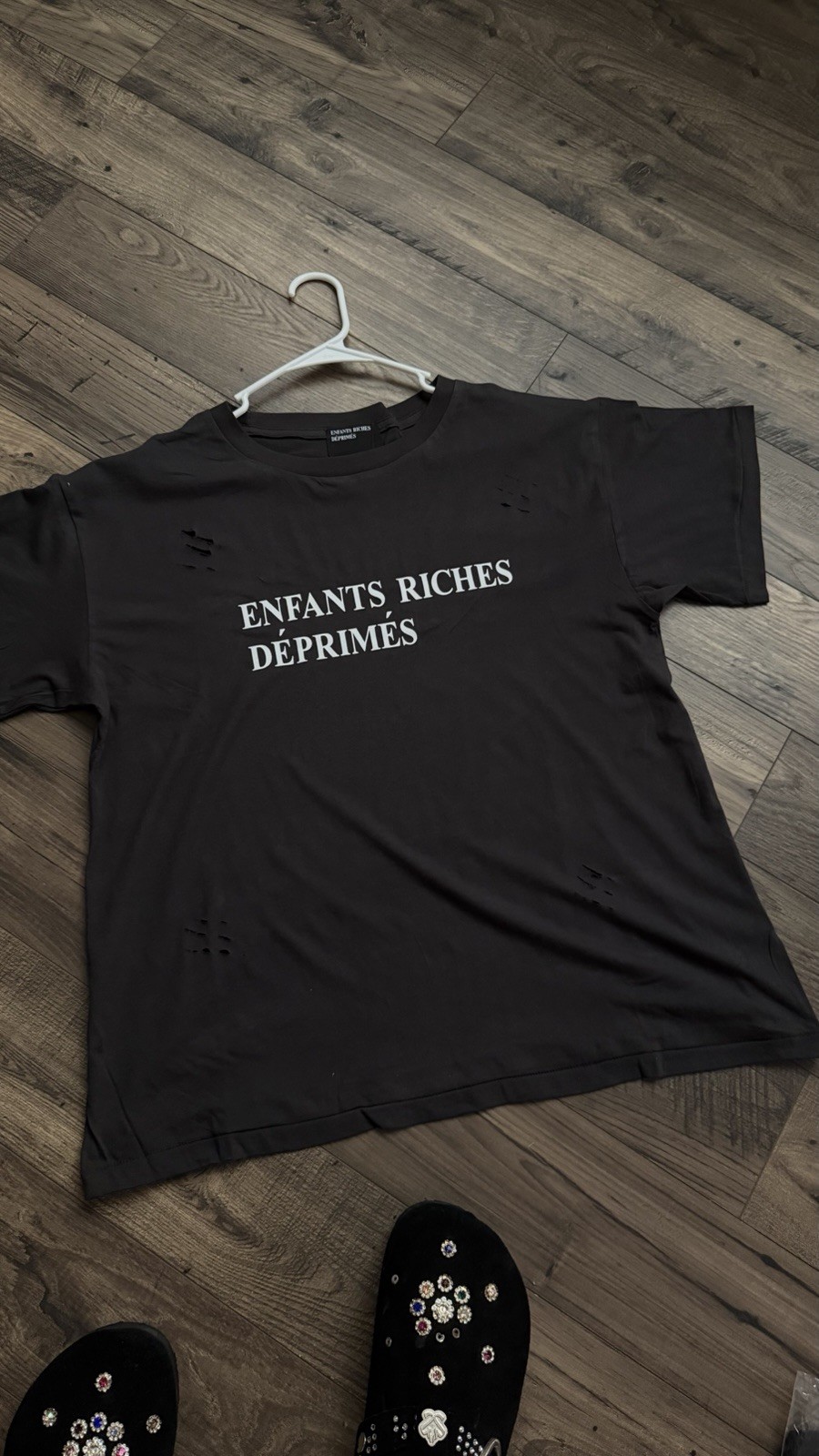 Enfants Riches Déprimés Black Graphic Logo Crew Neck Short Sleeve Men’s T-Shirt