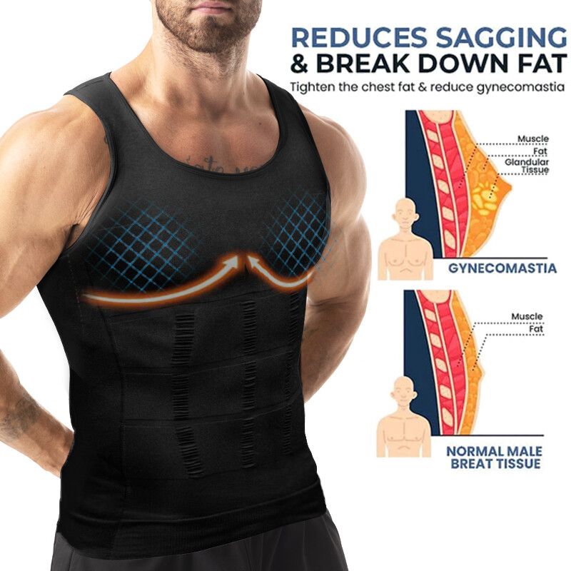 Mens Body Shaper Slimming Tummy Vest Compression Tank Top Faja camisa de hombre