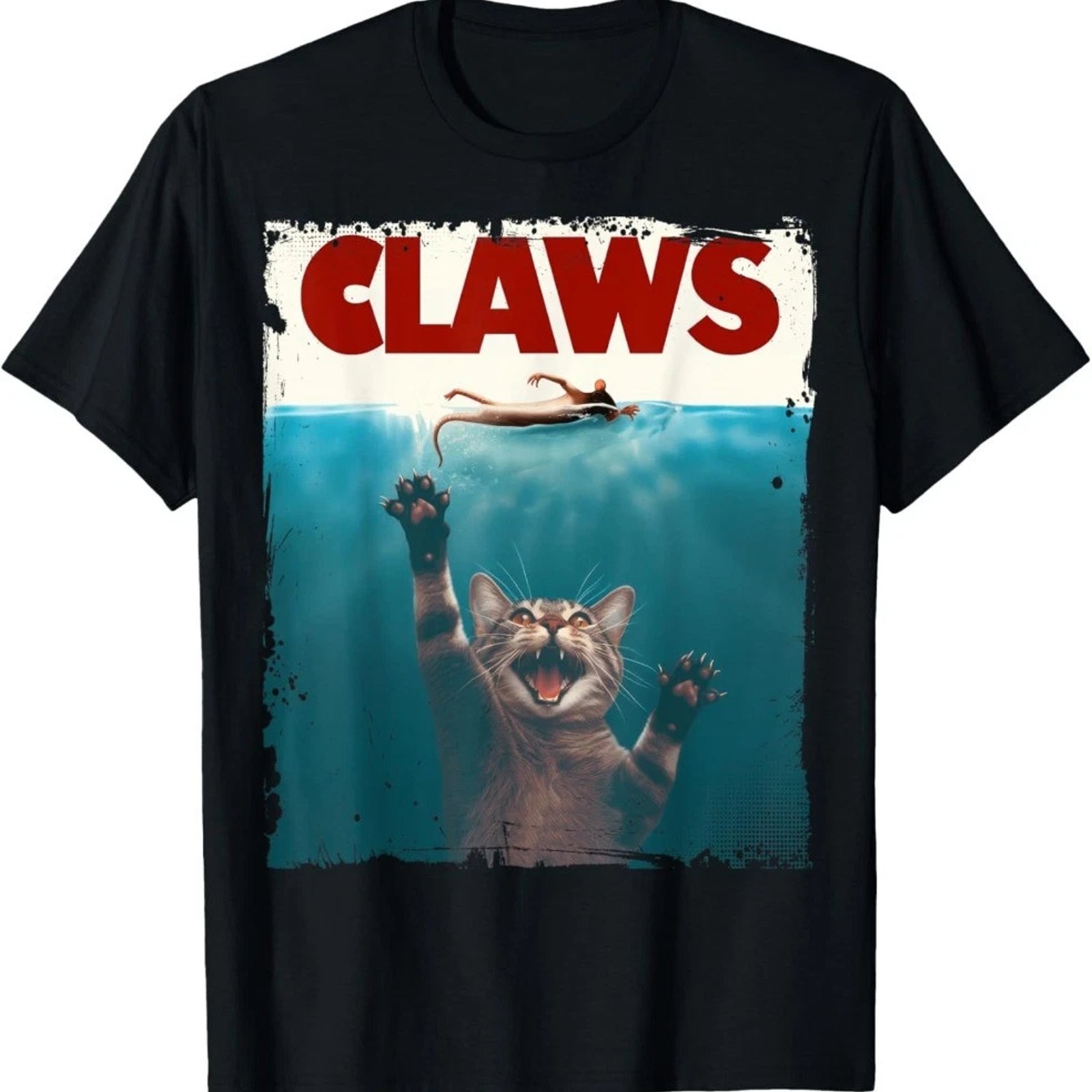 Funny Cat Paws Parody Animal Lover Graphic Tee Unisex Vintage Cotton Gift