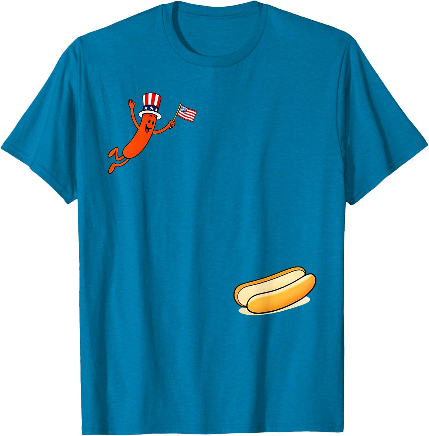 Hot Dog Freedom Dive T-Shirt Funny Uncle Sam Patriotic 4th of July Graphic Tee