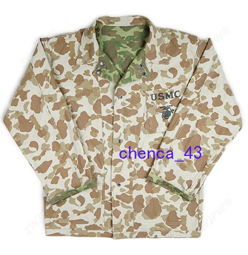 WWII US Army Solider USMC Pacific Camo Jacket Cotton Reversible Coat Casual Tops
