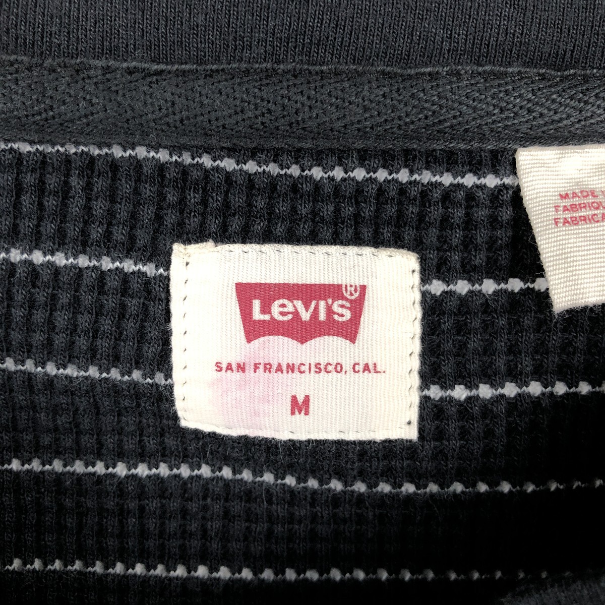 Used Levi’s striped pattern henley neck thermal long-sleeve T-shirt waffle k…