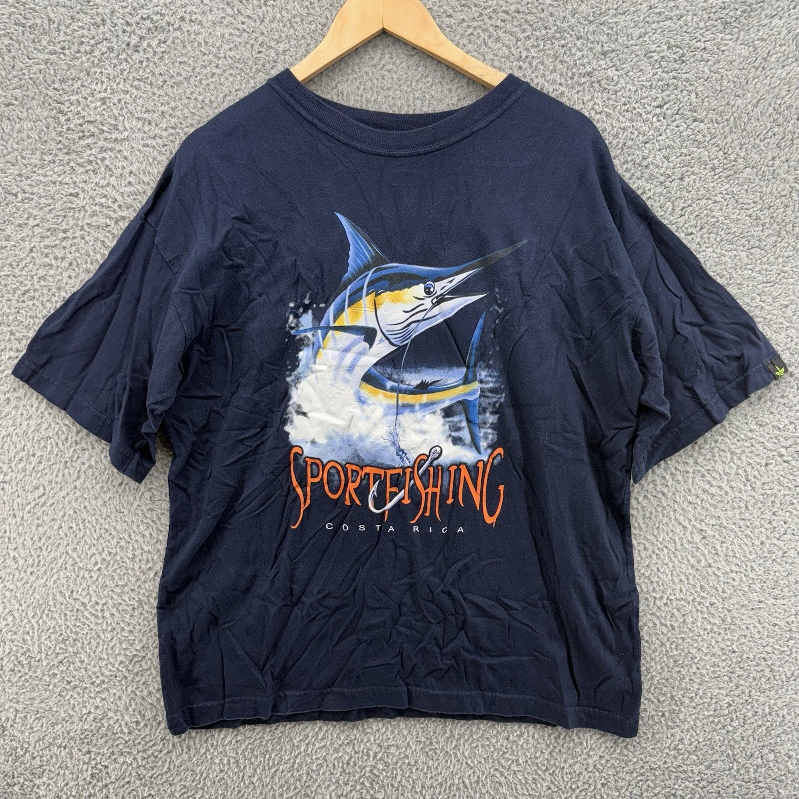Vintage Legalize Costa Rica Sport Fishing Navy Blue Short Sleeve T-Shirt Sz XXL