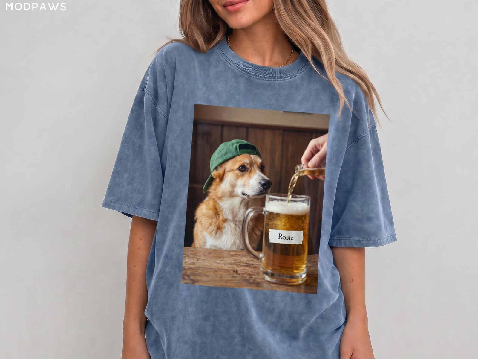 Custom Pet Portrait Beer Shirt, Funny Cat or Dog Graphic Tee Gift
