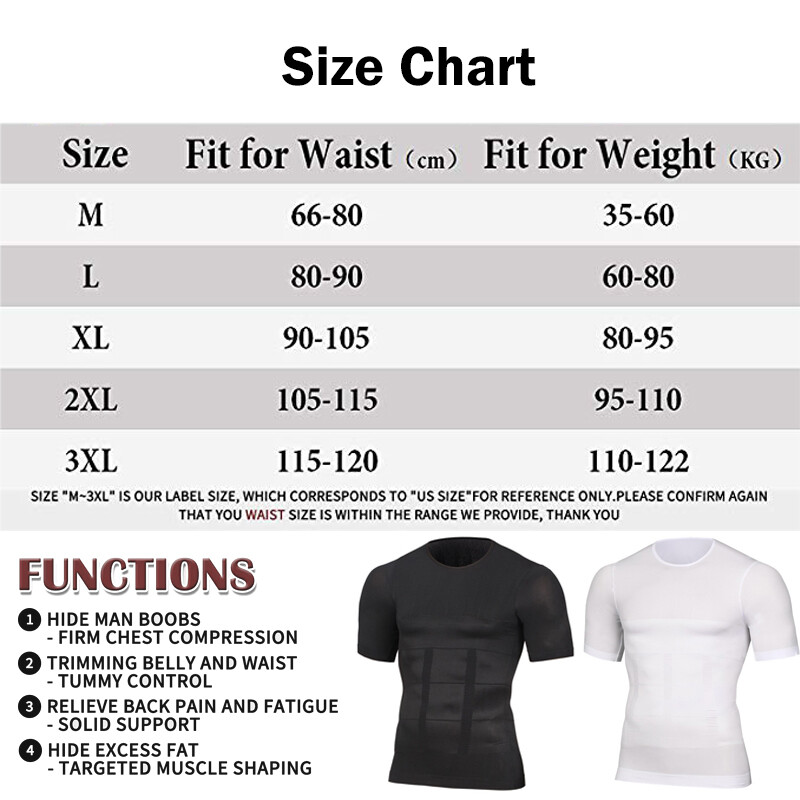 Men Compression Shirt Slimming Body Shaper Tummy Control Underwear Top Shapewear