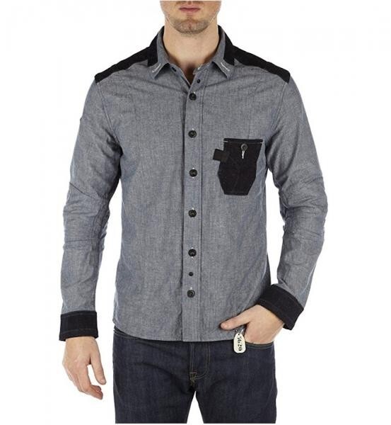 G Star RAW COMIC Shirt L/S in Rinsed Motor Chambray, Size L BNWT $150