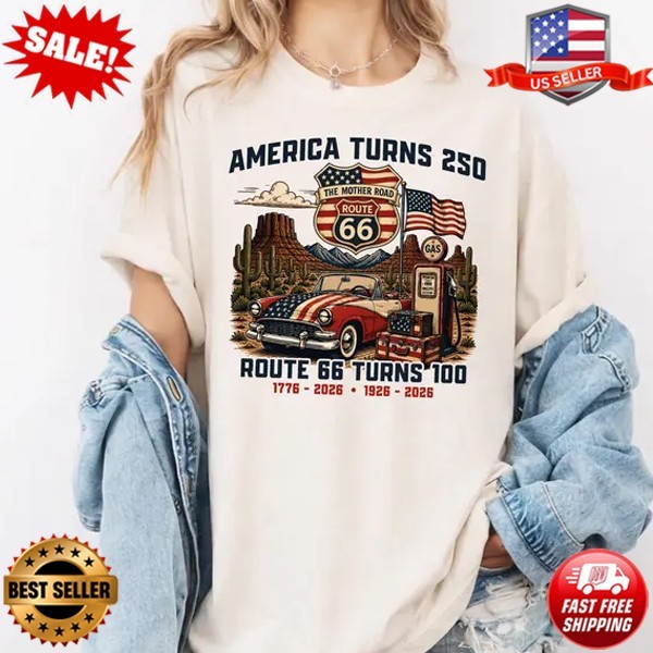 Route 66 Turns 100 America 250th Comfort Colors Shirt Vintage Road T-Shirt S-5XL