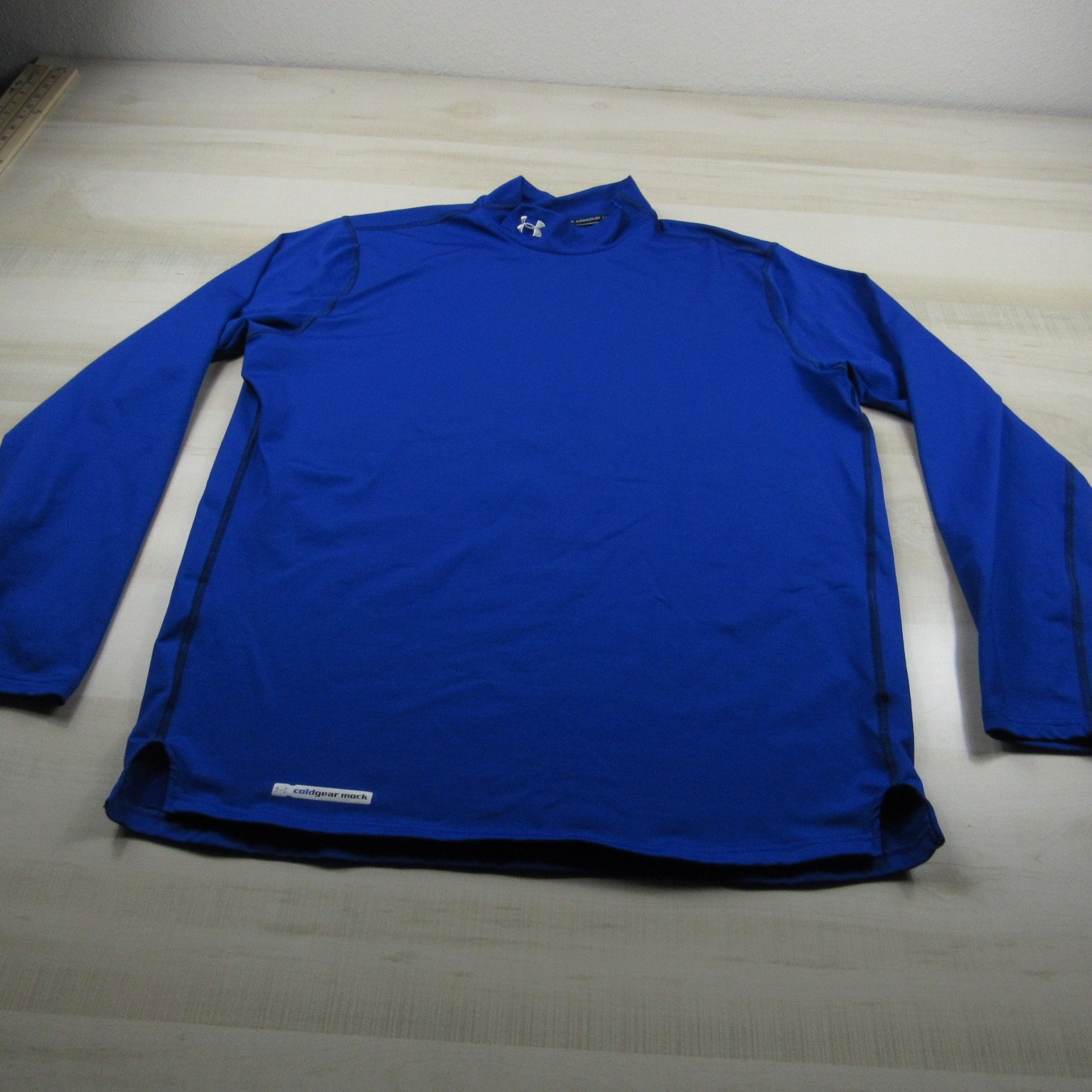 Under Armour Shirt Mens Extra Large Blue Fitted Mock Cold Gear Fleece Outdoor A1