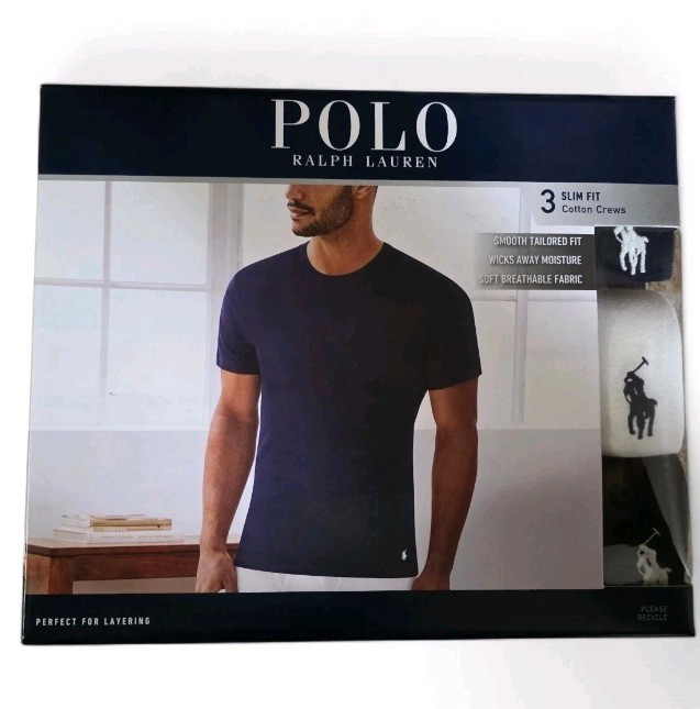 Polo Ralph Lauren Men’s Slim Fit Crew Neck Cotton T-Shirts 3-Pack