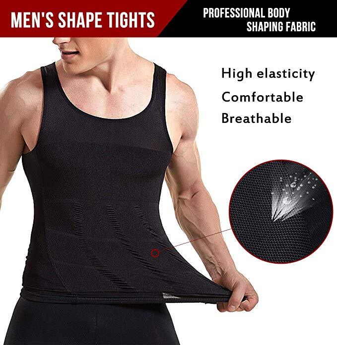 Mens Compression Shirts Slimming Body Shaper Vest Tight Tank Top Tummy Control