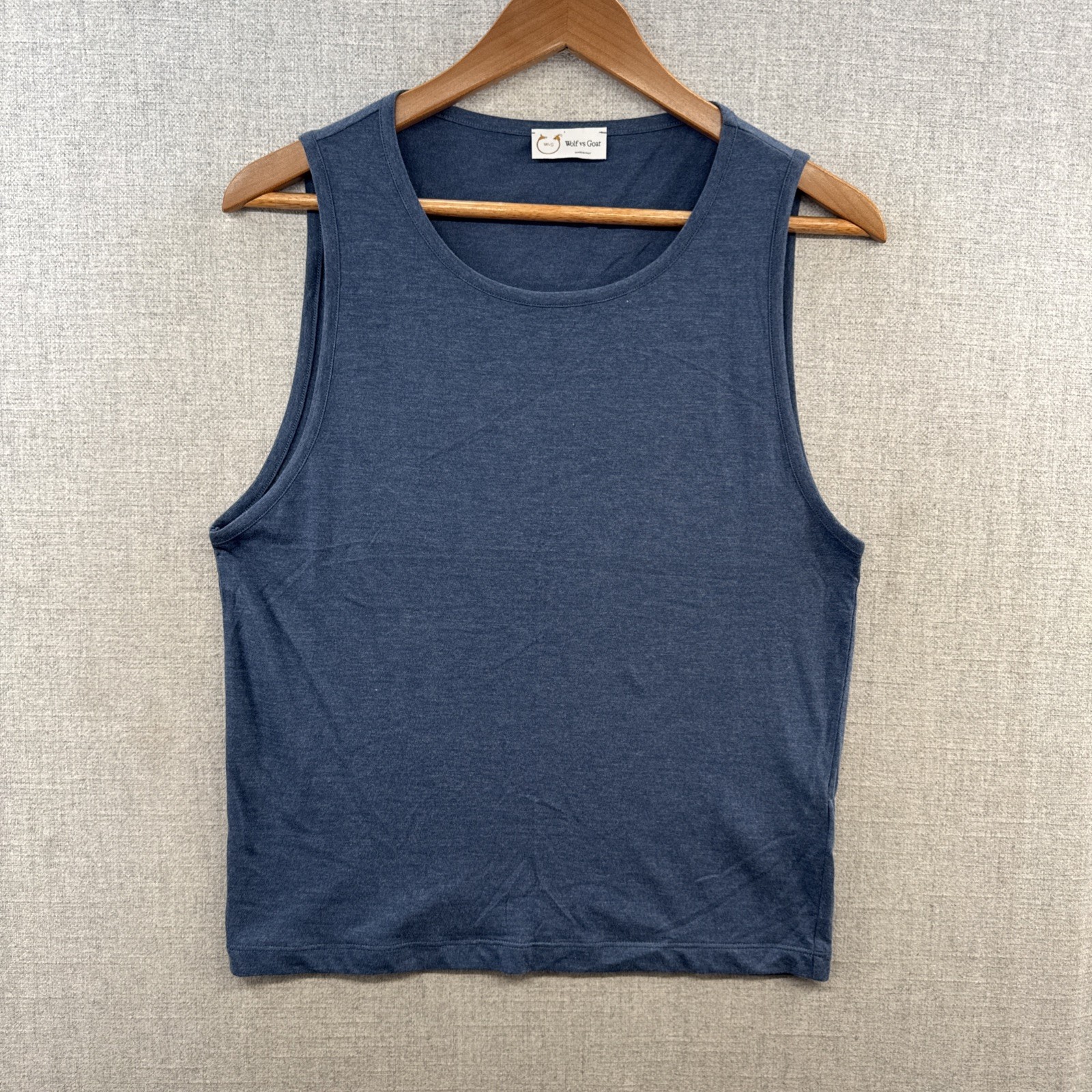 Wolf vs Goat Bamboo Tank Top Shirt Mens XXS 2XS Blue Sleeveless Soft Basic Italy