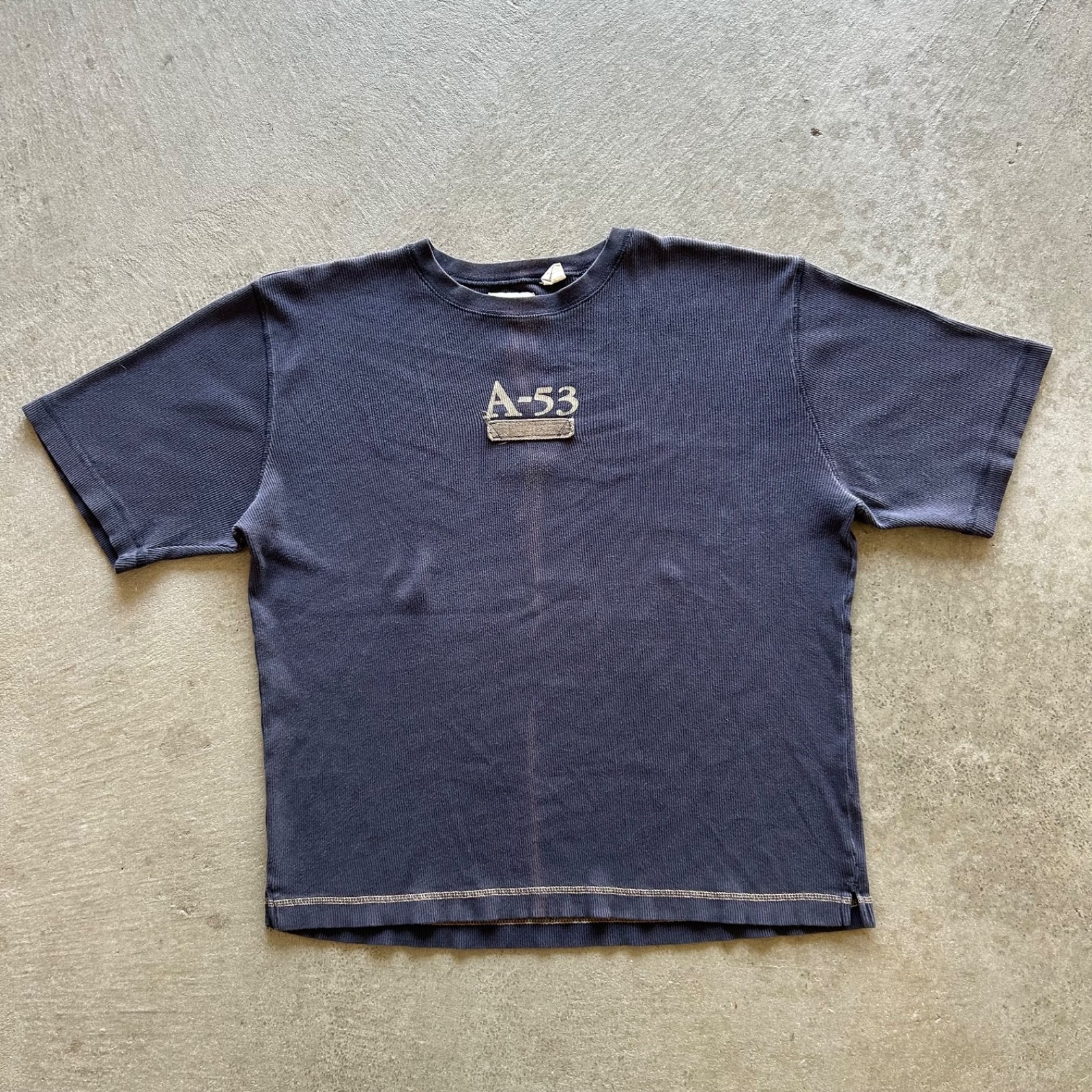 Vintage 90s American Eagle Shirt Size Large Navy Blue Faded Ribbed Logo