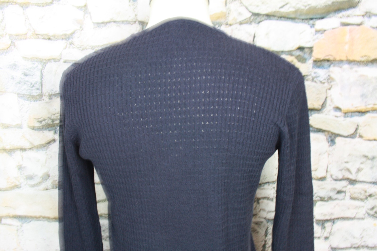 MANI Vintage Mens Black Crew Neck Tee Fine Cable Knit Cotton Rayon Blend Large