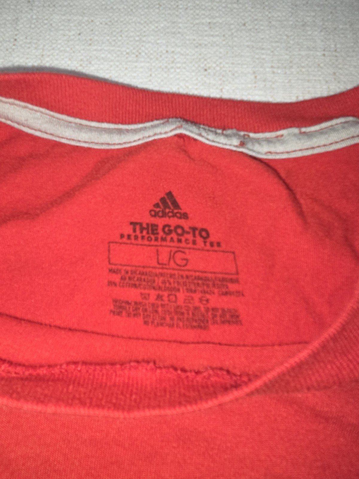 Adidas Performance Tee Red Short Sleeve T-Shirt Cotton/Polyester Size L