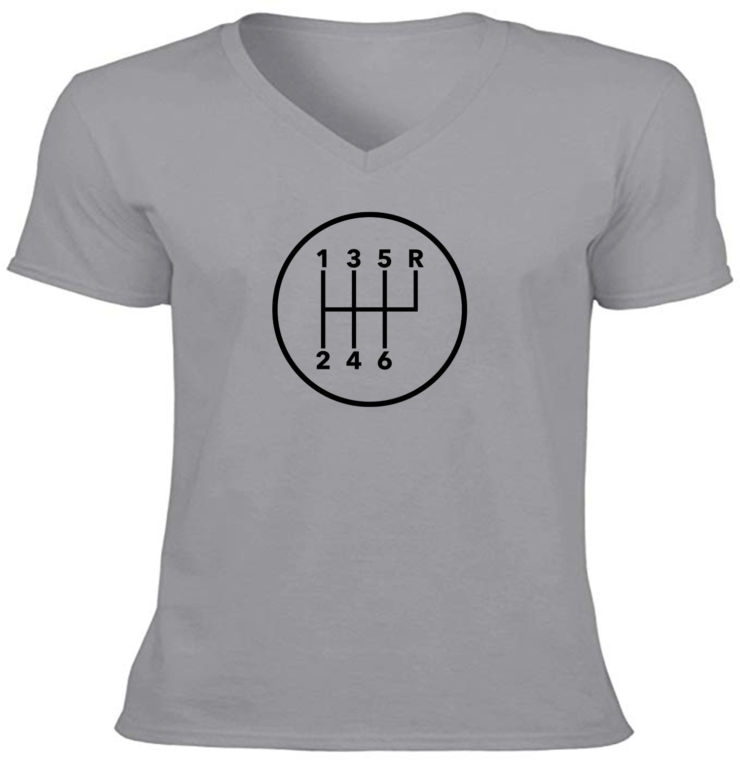Manual Transmission Gears Shift Pattern 6 Speed Stick T-Shirt Cars Shirts Vneck