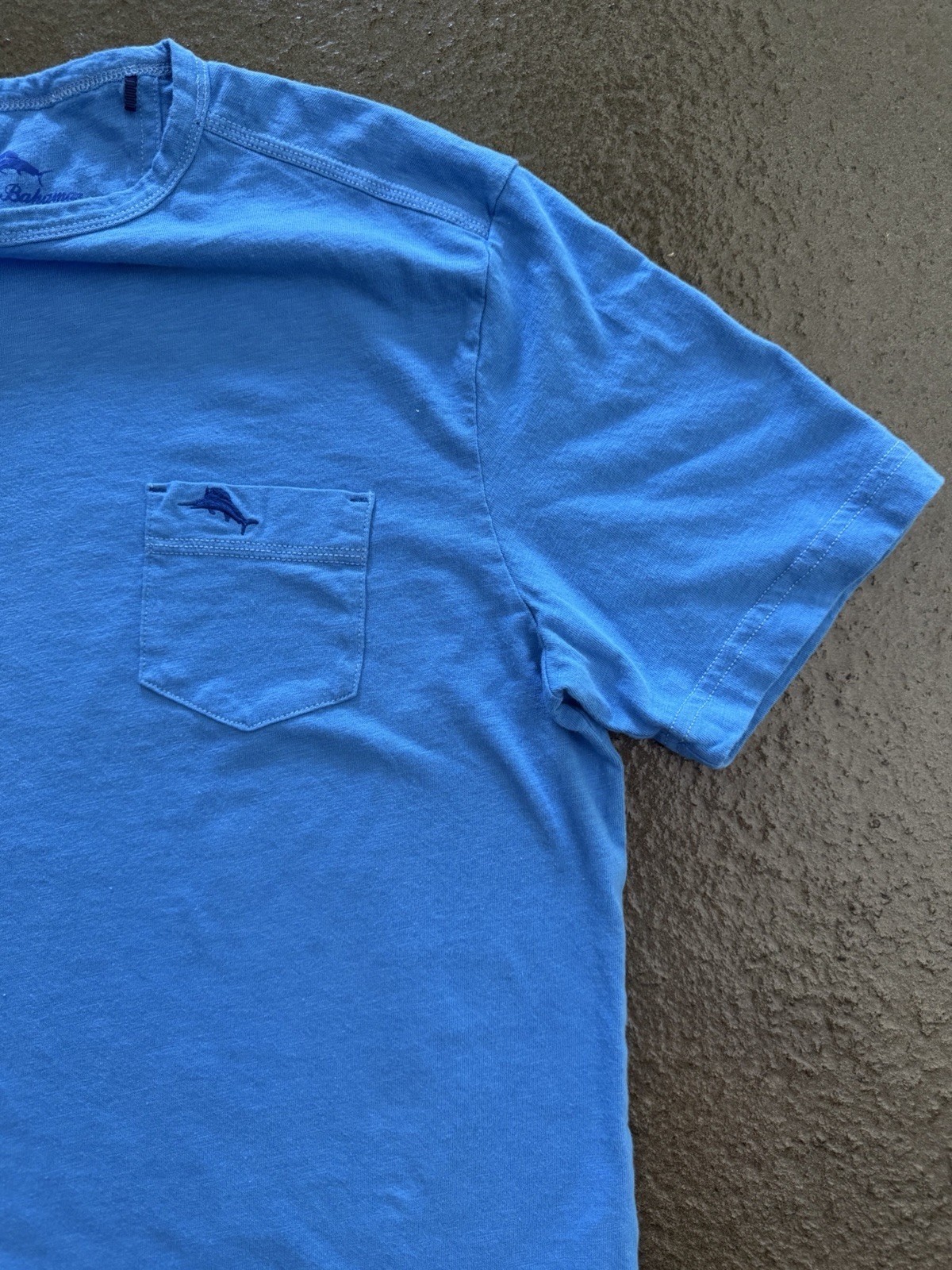 Tommy Bahama Men’s Blue Crew Neck Short Sleeve Pocket Logo Tee Cotton Knit S/P