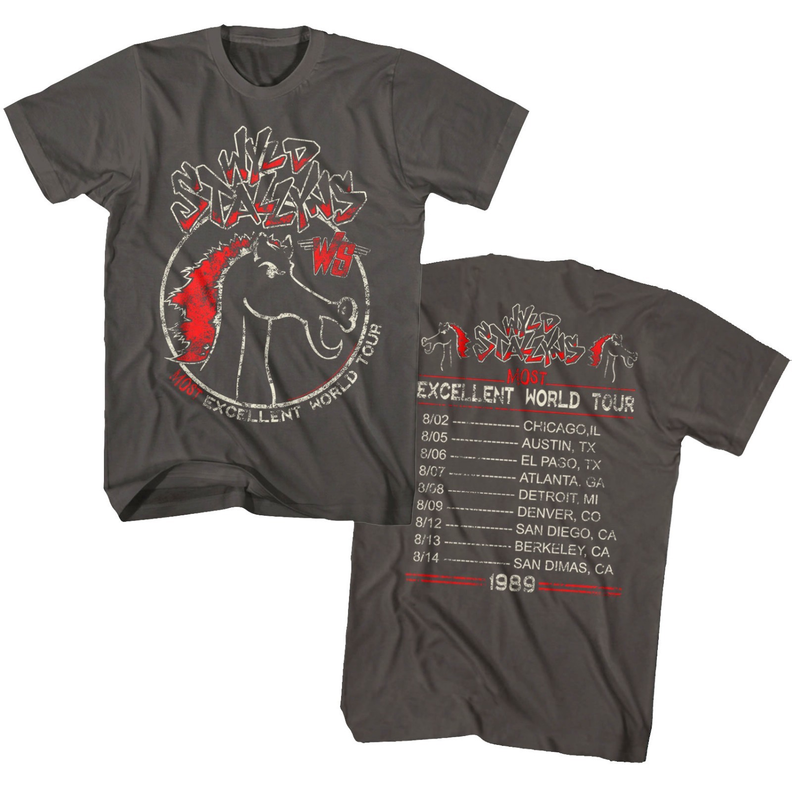 Bill & Ted Wyld Stallyns Most Excellent World Tour 1989 Men’s T Shirt Rock Merch