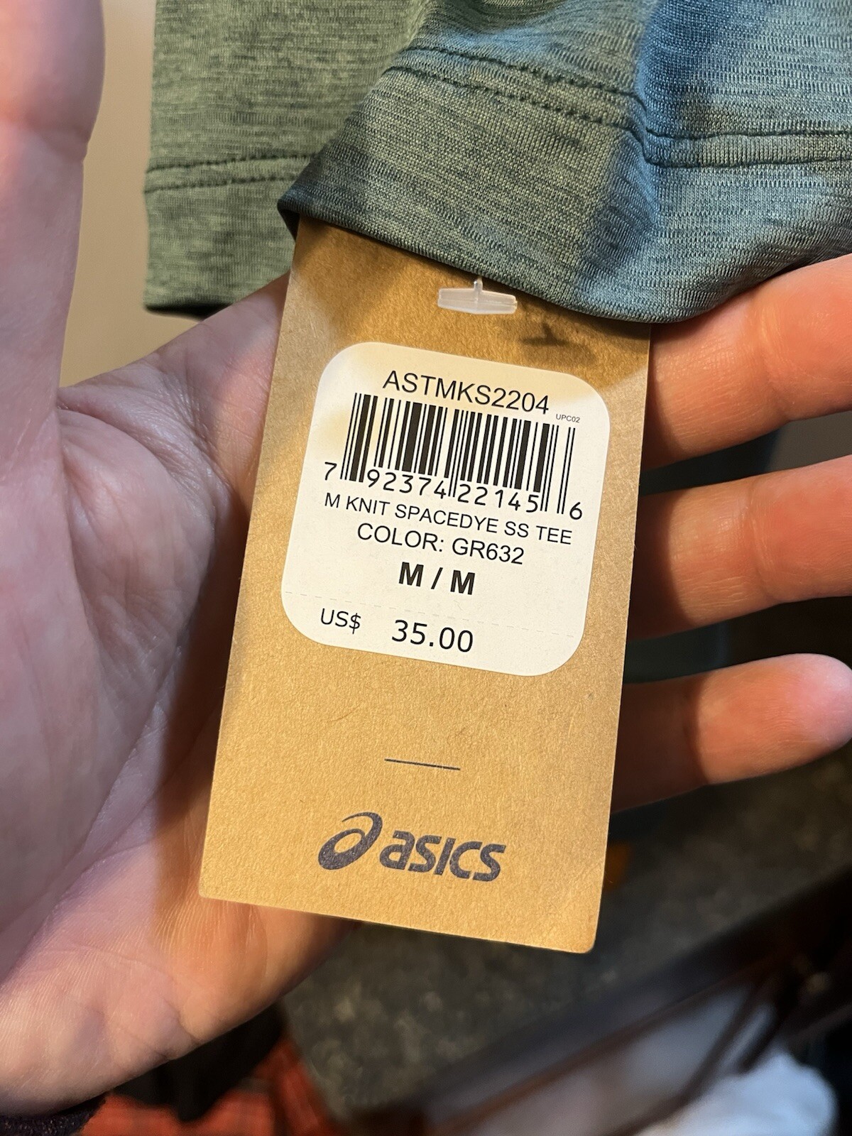 Asics Men’s T-Shirt Blue Green Teal Medium Polyester Spandex – NWT