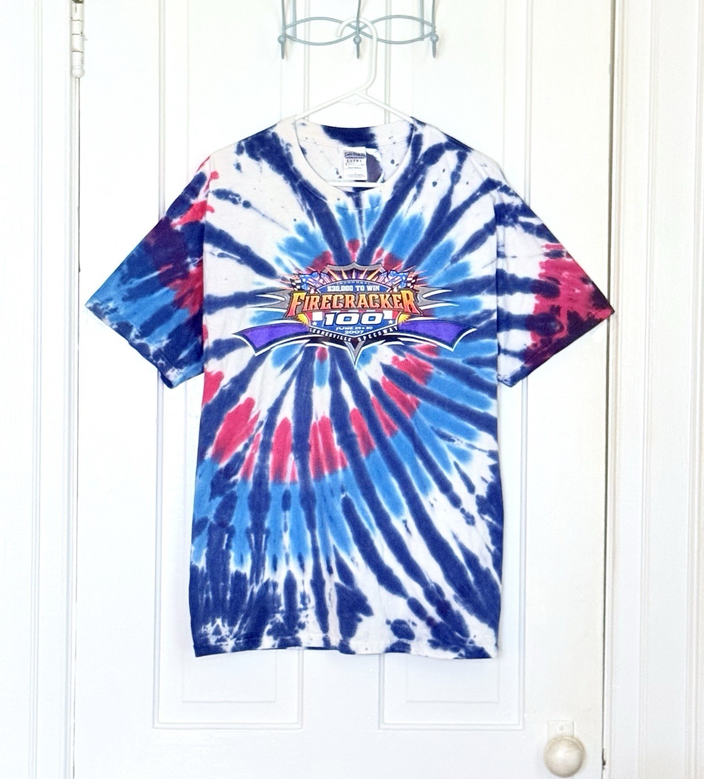 Vintage Fircracker 100 Tie-Dye Racing Tshirt 2007 Lernerville Speedway Large