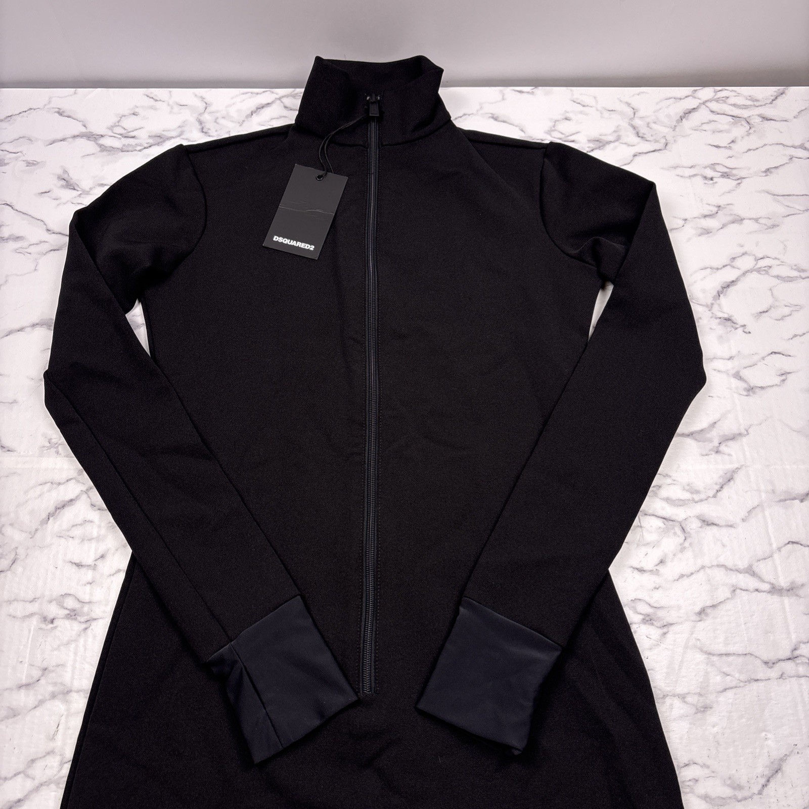 NEW DSQUARED2 Ski Black Zip Jumpsuit Back Logo Made in Italy Size 44 (US XS/S)