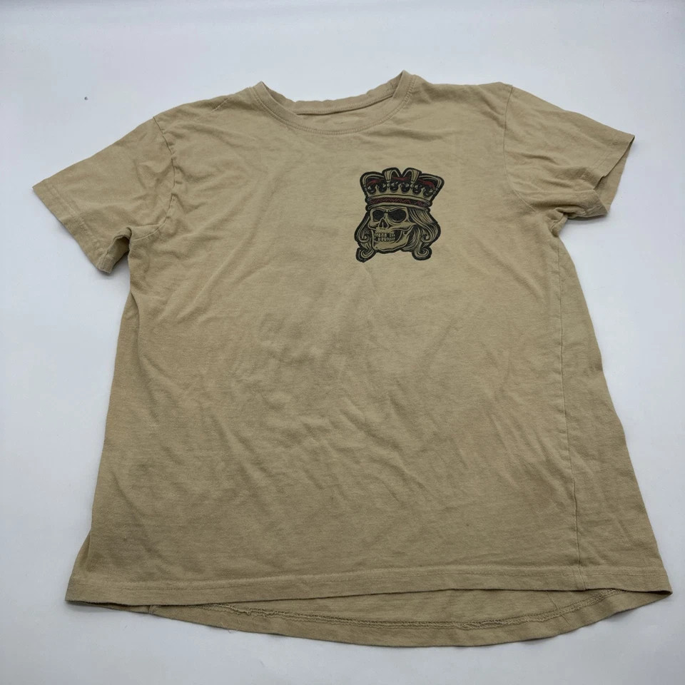 Brooklyn Vertical T-Shirt Graphic Print Skull King Tan Mens M * Actual Size SM *