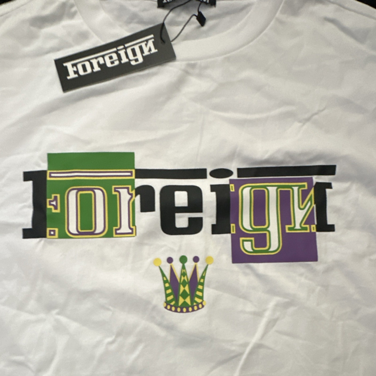 Foreign Designer T-Shirt, Size M BOX CUT Heavyweight MardiGras Design MSRP $40
