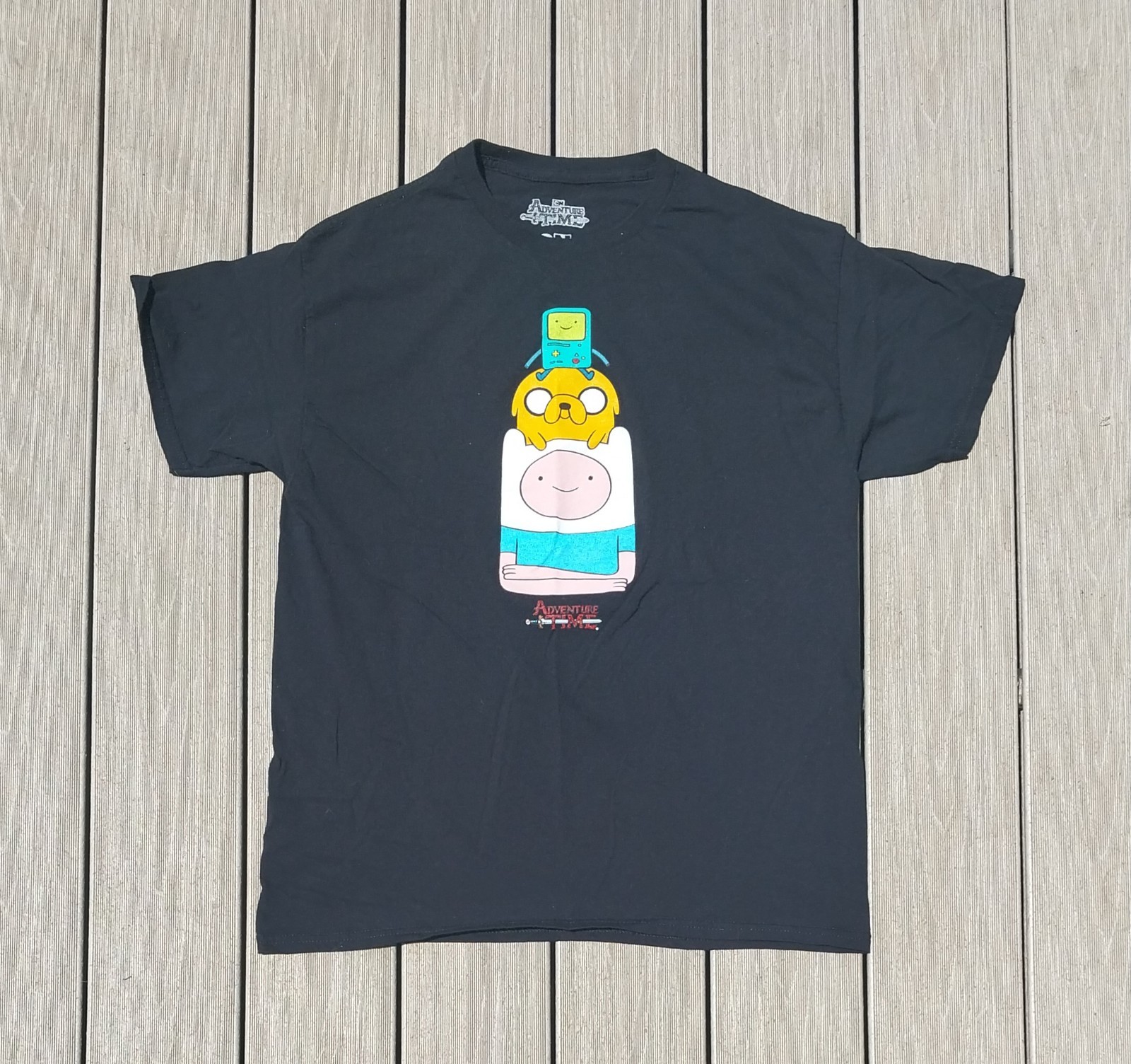 Adventure Time Cartoon Network BMO, Jake, and Finn Black Shirrt Sz L/G