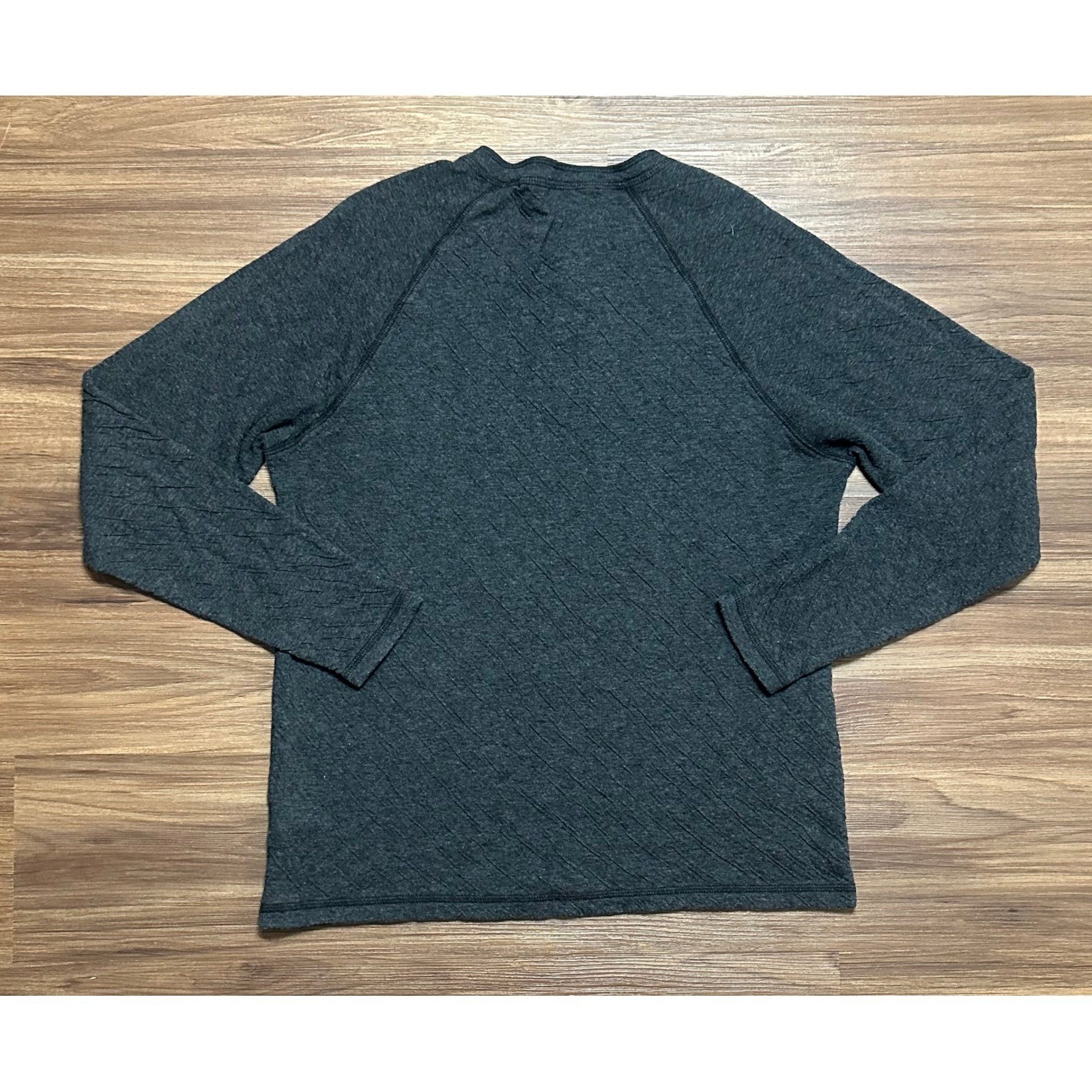 FAHERTY Cloud Cotton Textured Henley Long Sleeve Shirt Mens Sz L Grey